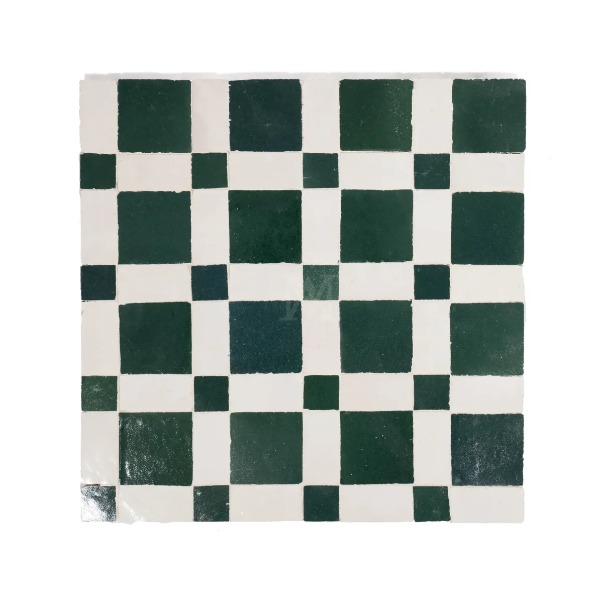 a green and white checkered tile