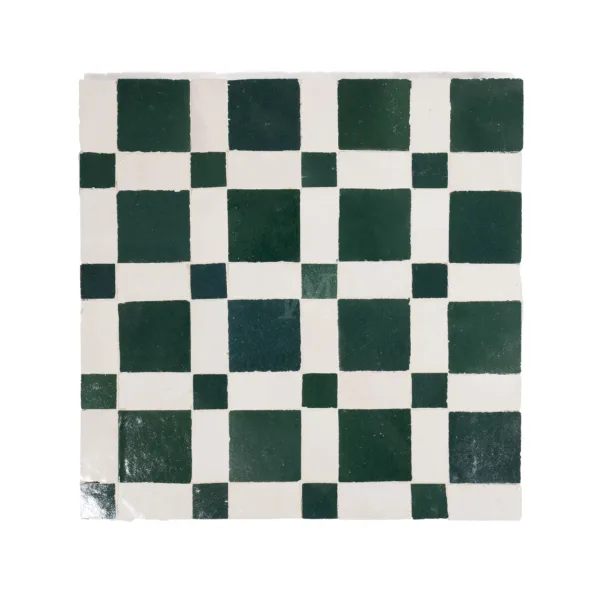 a green and white checkered tile