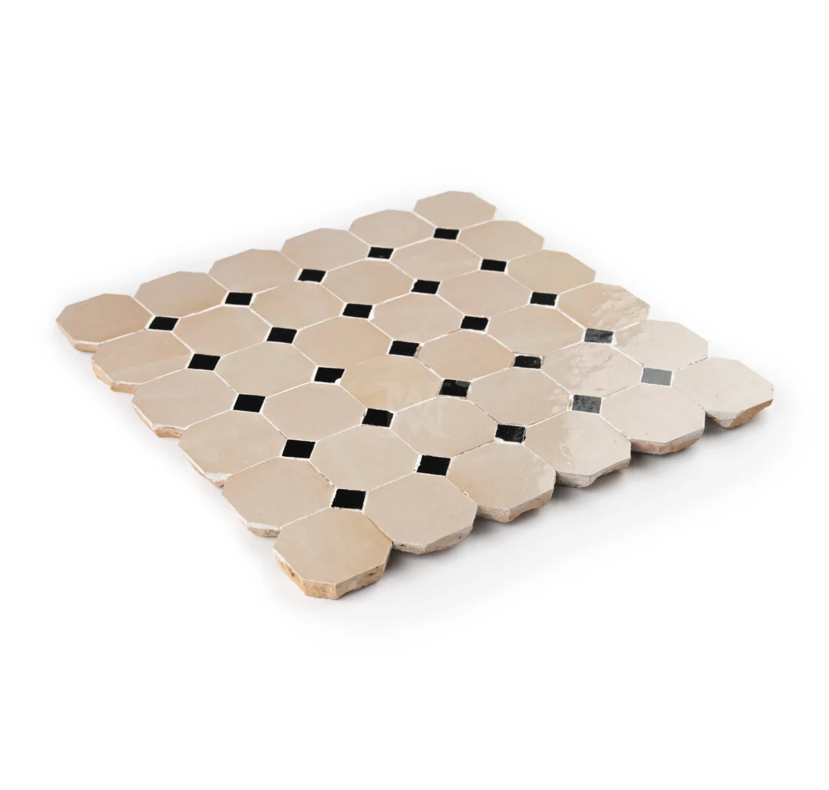 Zellige Octagonal – Soft stone – black