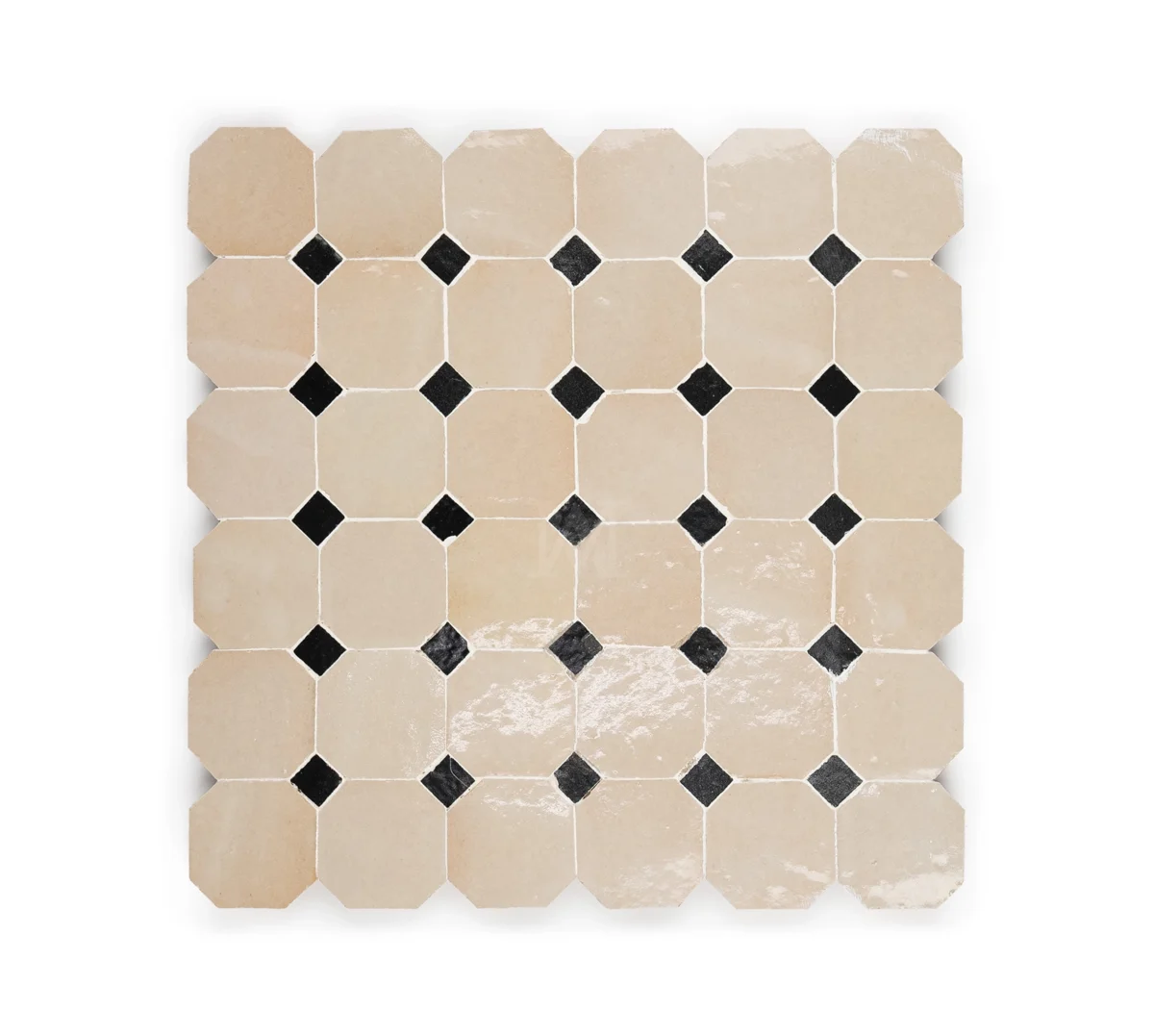 Zellige Octagonal – Soft stone – black