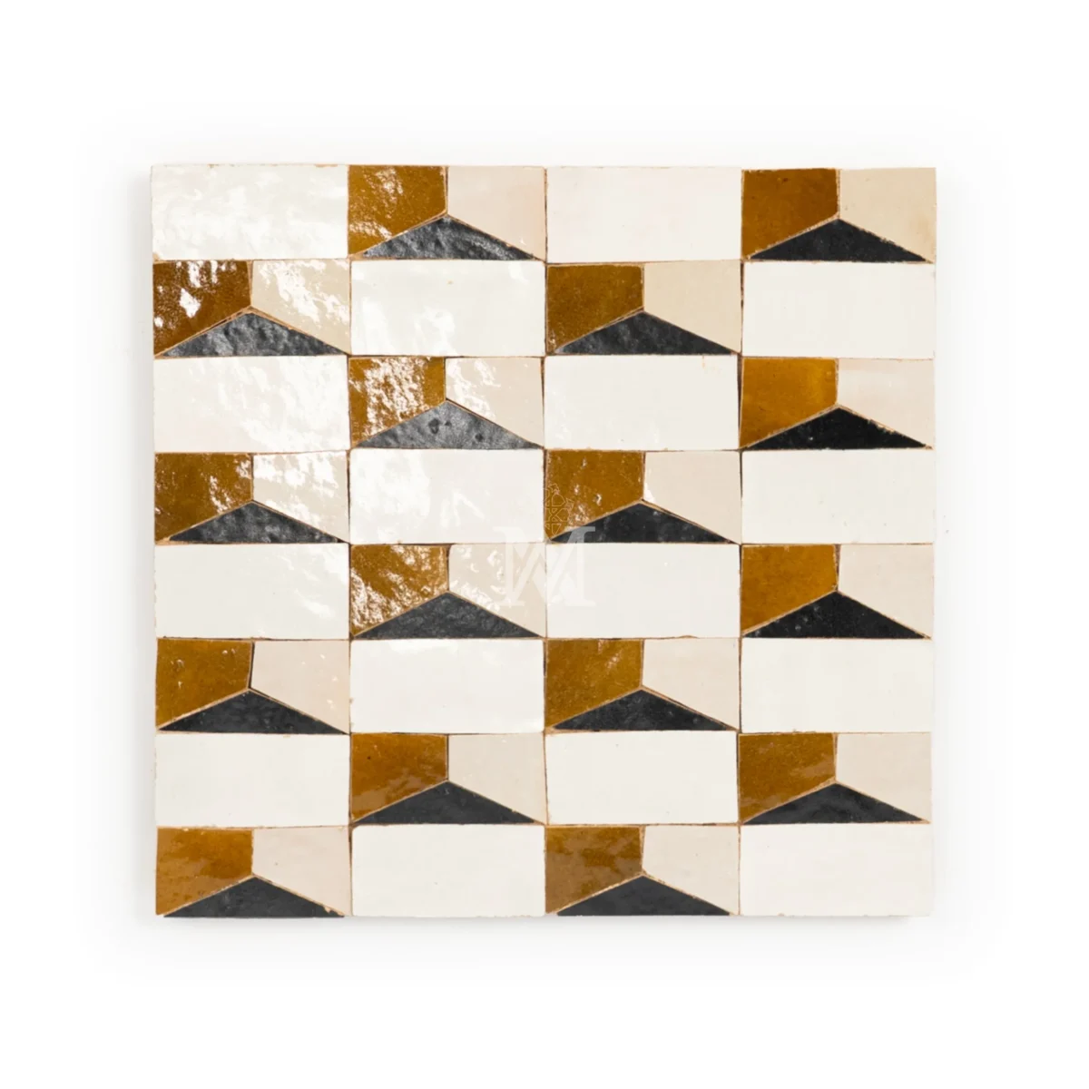 Zellige Tile Abstruct Teracorner – bronze offwhite - Image 1