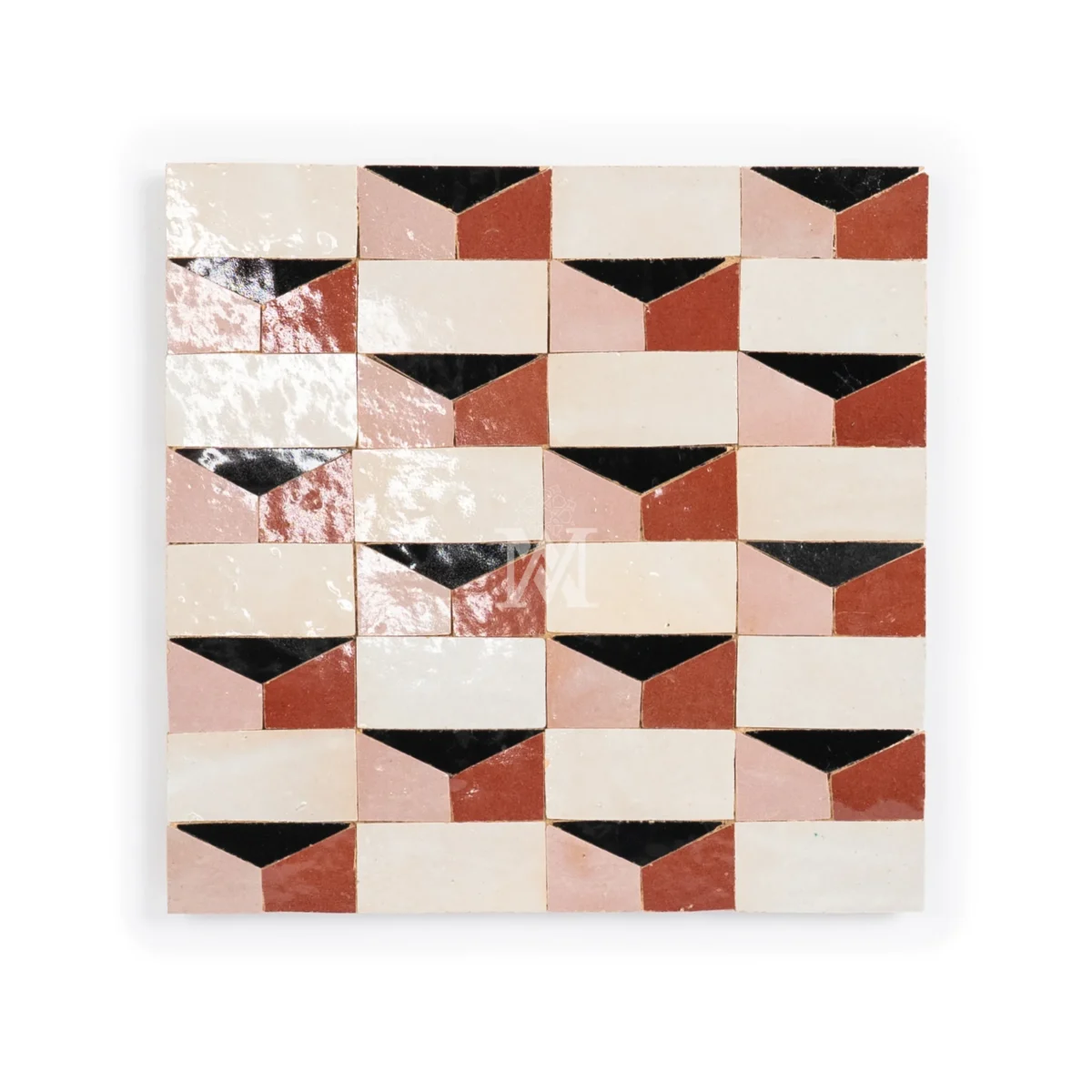Zellige Tile Abstruct Teracorner – Soft peach  offwhite - Image 1