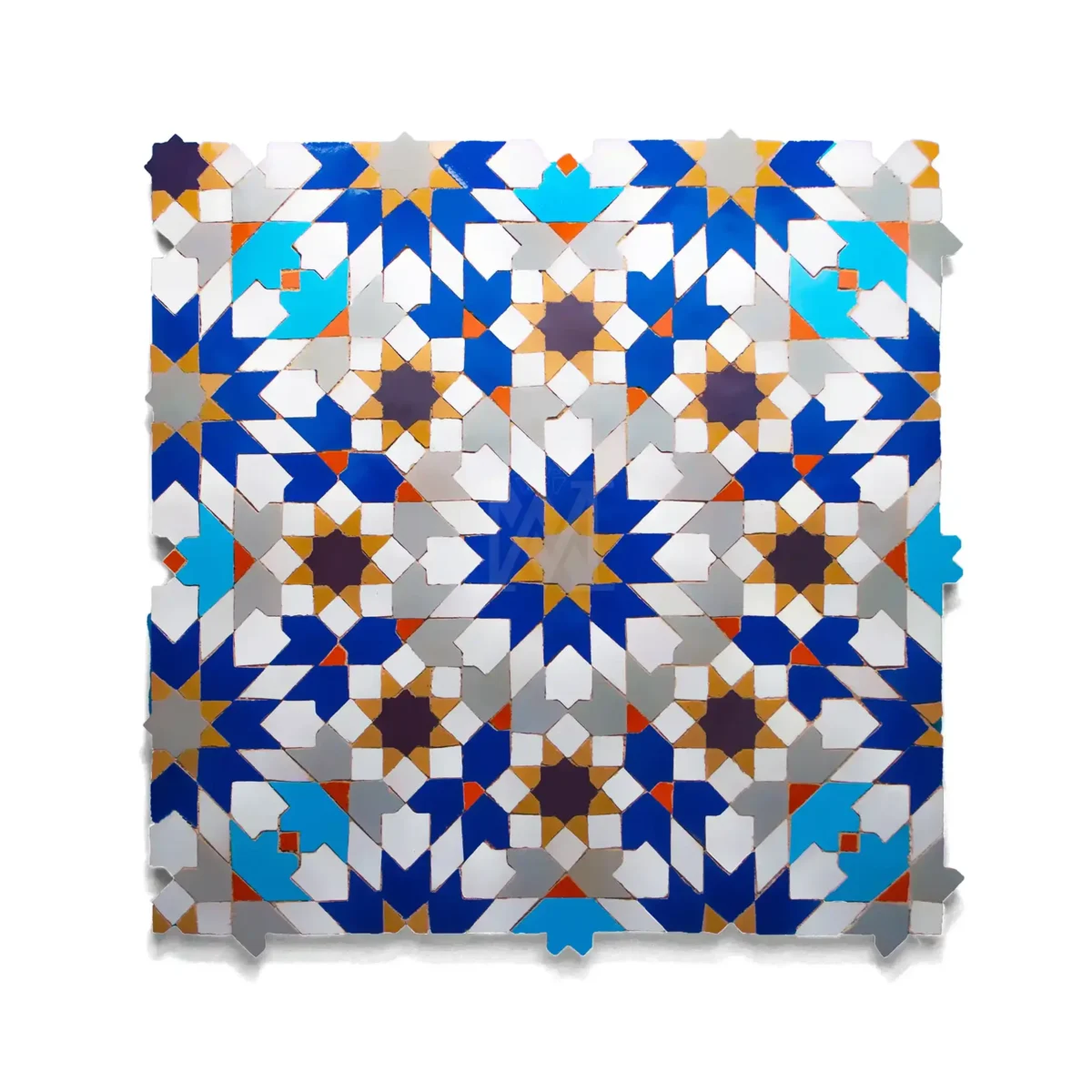 Zellige Tile Fassi – Brown & Cyan - Image 1