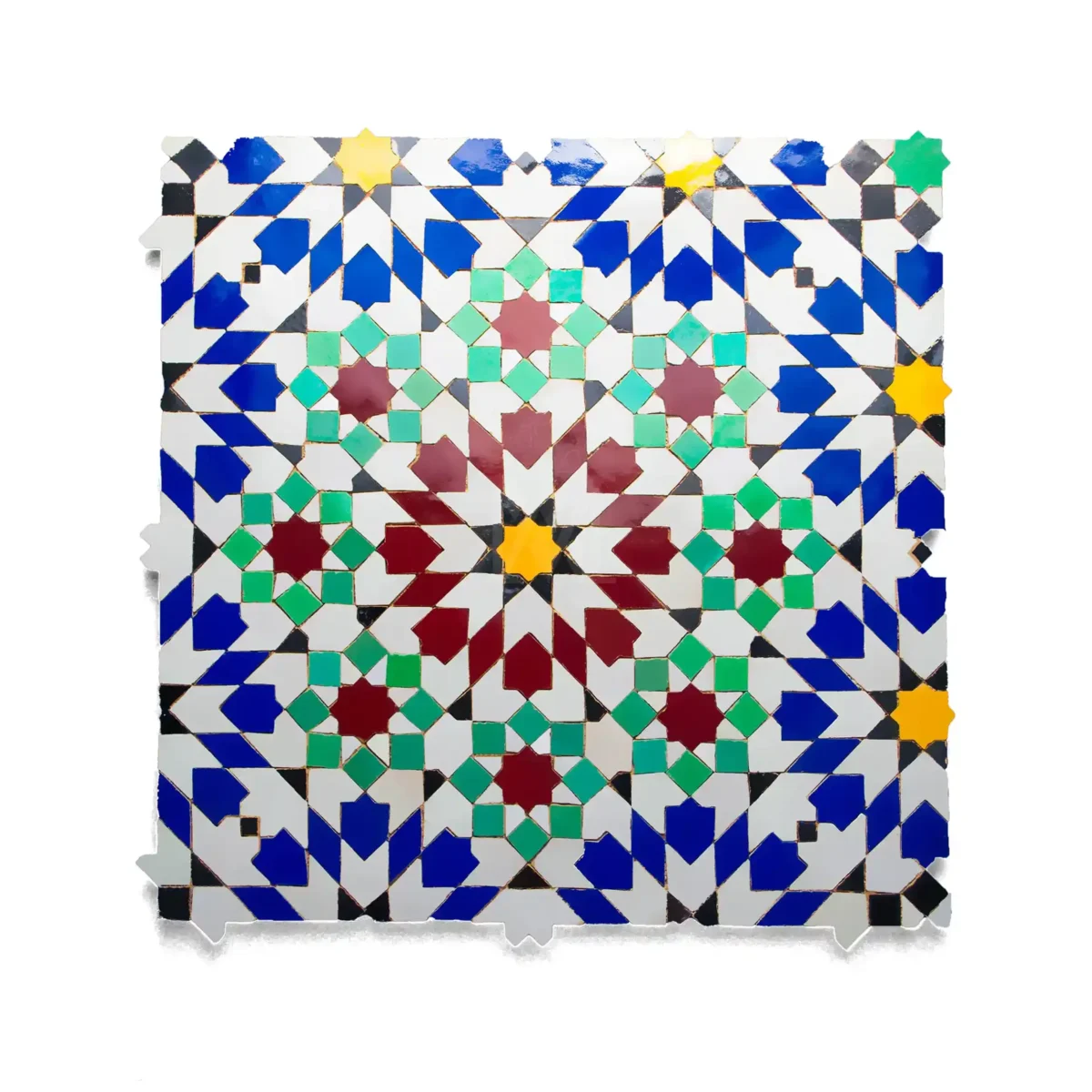 Zellige Tile Fassi – Red & Blue - Image 1