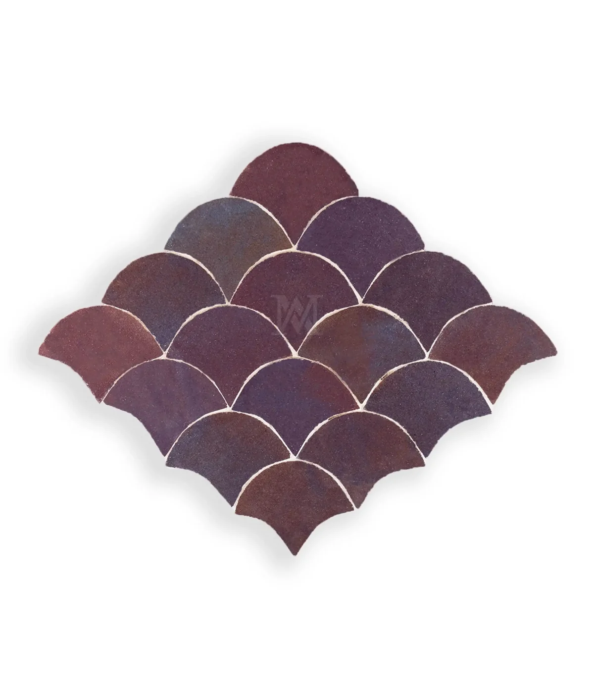 Zellige Tile Fishscale 12x12 – Aubergine - Image 1
