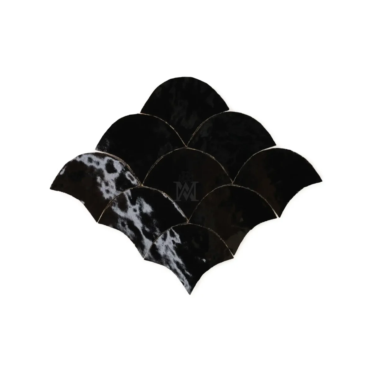 Zellige Tile Fishscale 12x12 – Black - Image 1