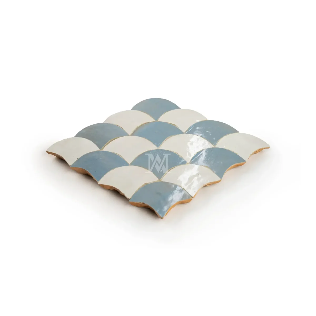 Zellige Tile Fishscale 12x12 – Off White & Blue Gray - Image 2