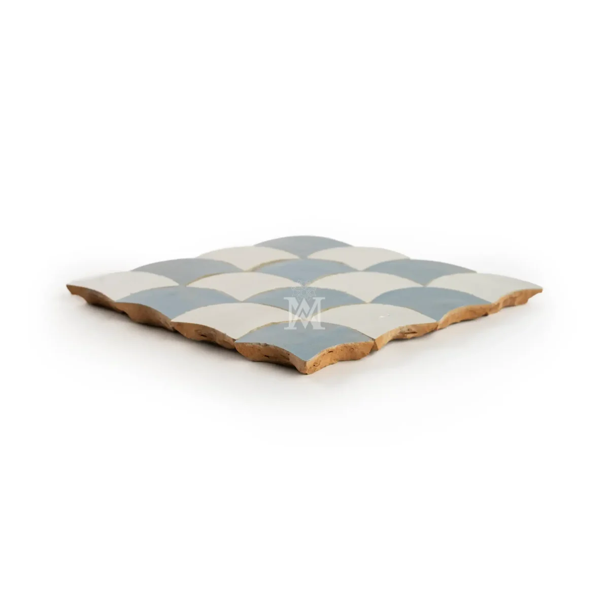 Zellige Tile Fishscale 12x12 – Off White & Blue Gray - Image 3
