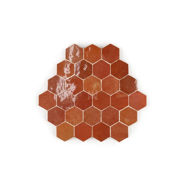 Zellige Tile Hexagonal 12x12 – Burgundy