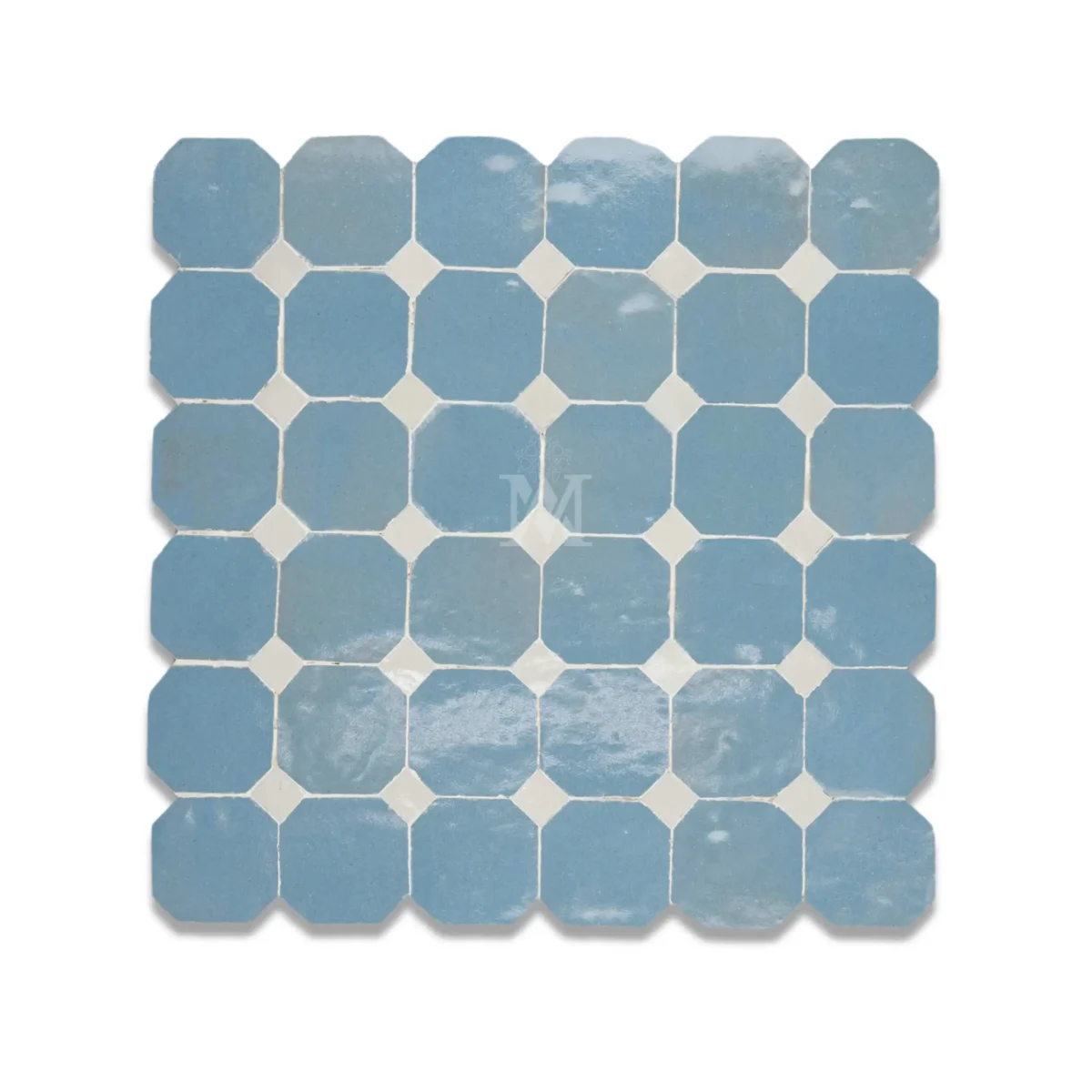 Zellige Tile Octagonal 12x12 – Blue Gray - Image 1