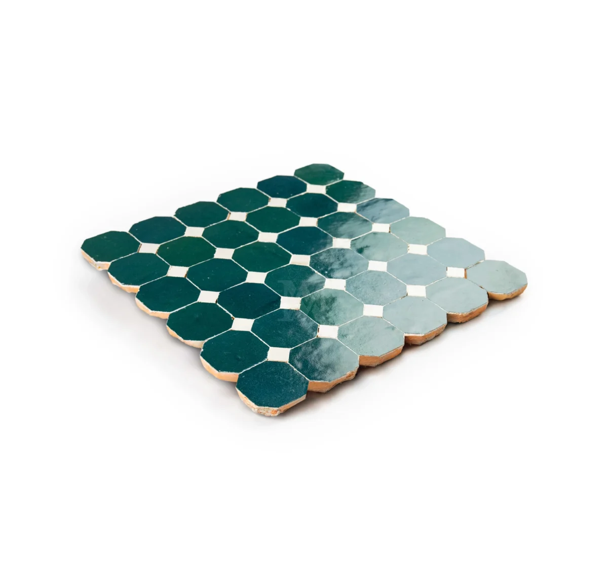 Zellige Tile Octagonal 12x12 – Green & Off White - Image 2