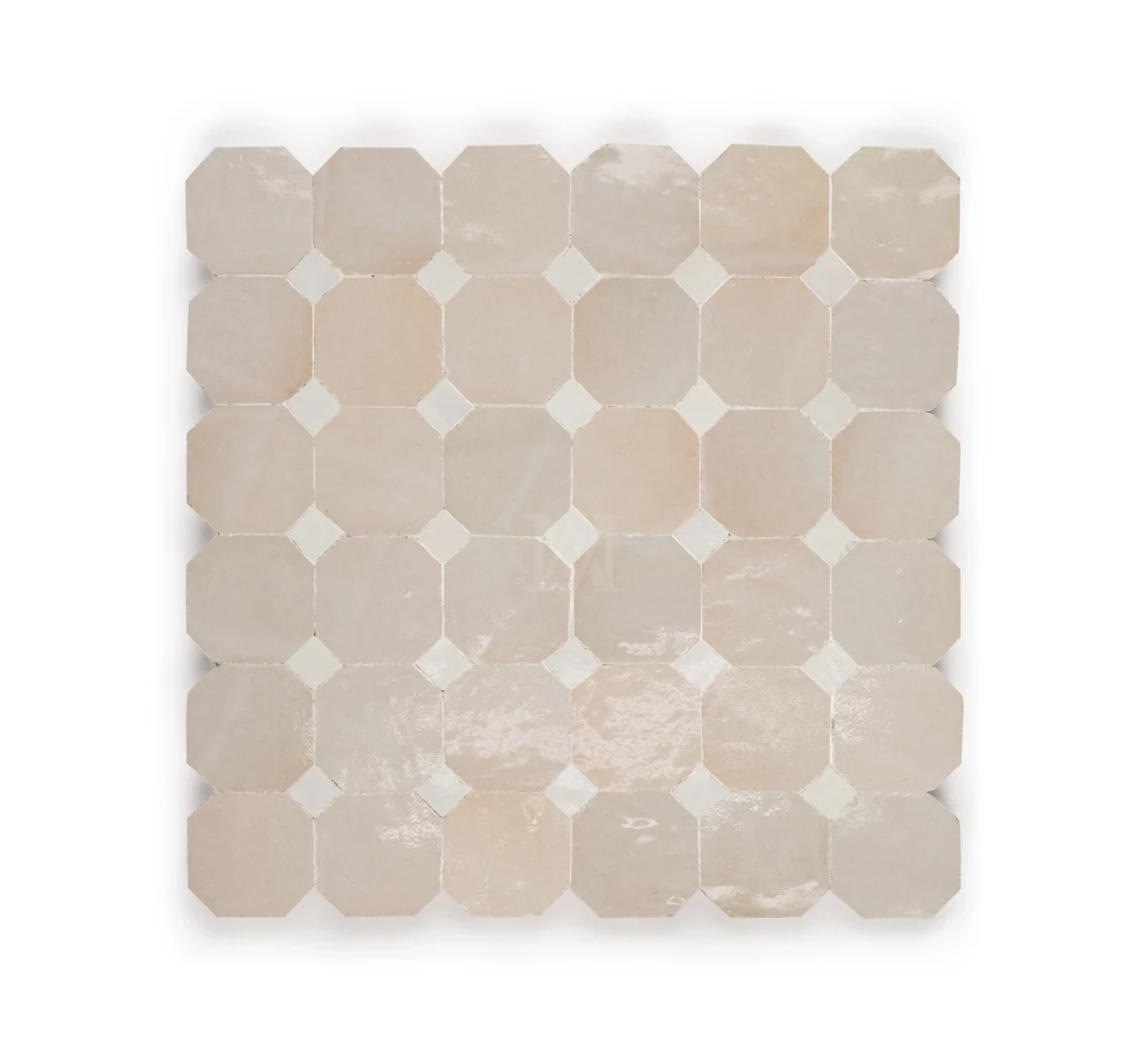 Zellige Tile Octagonal 12x12 – Soft Stone & Off White - Image 1