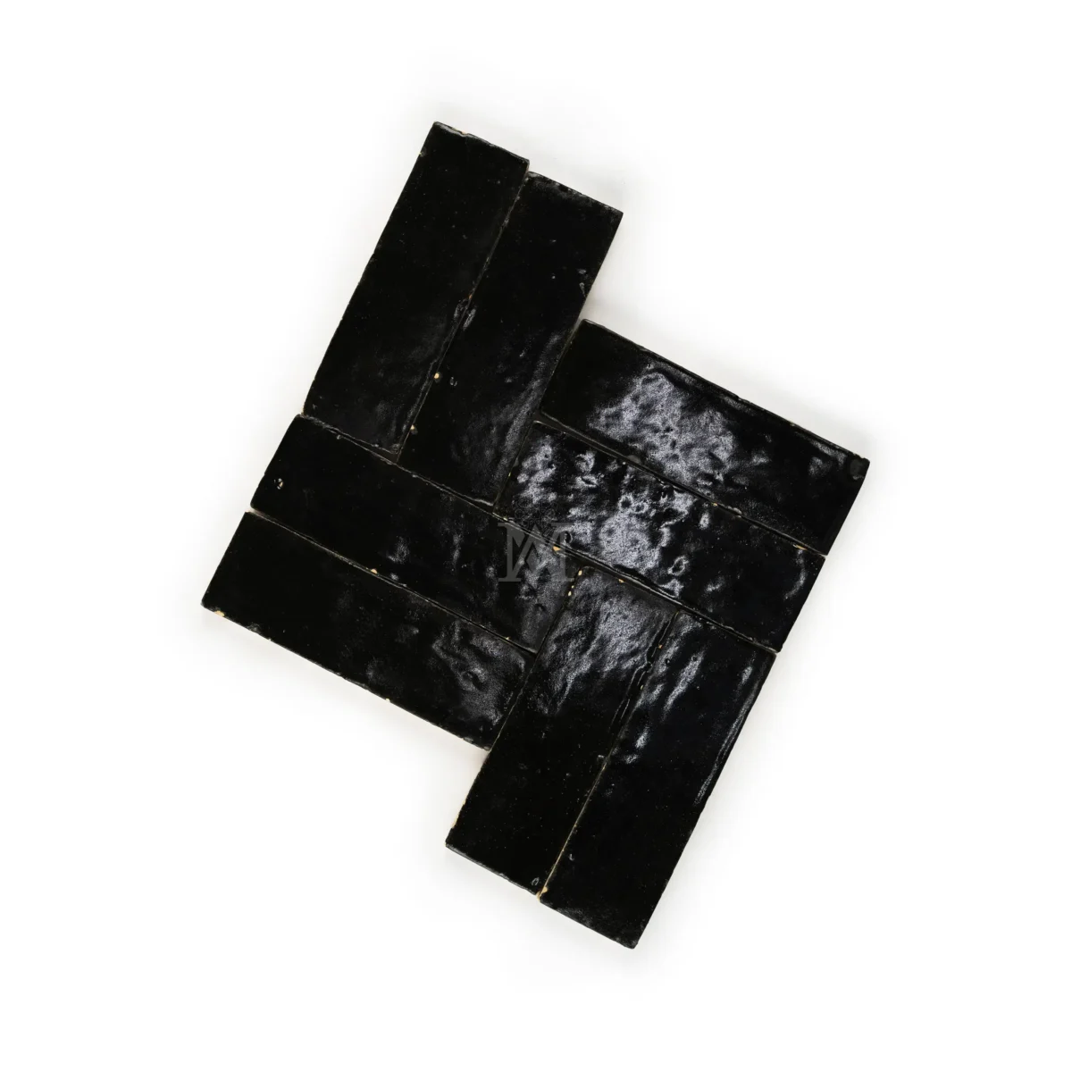 Zellige Tile Rectangle 6x2 – Black - Image 1