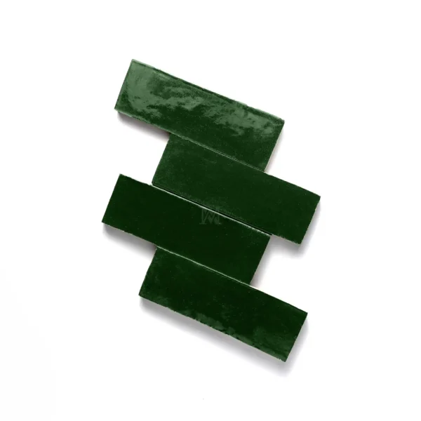 Zellige Tile Rectangle 6x2 – Dark Green
