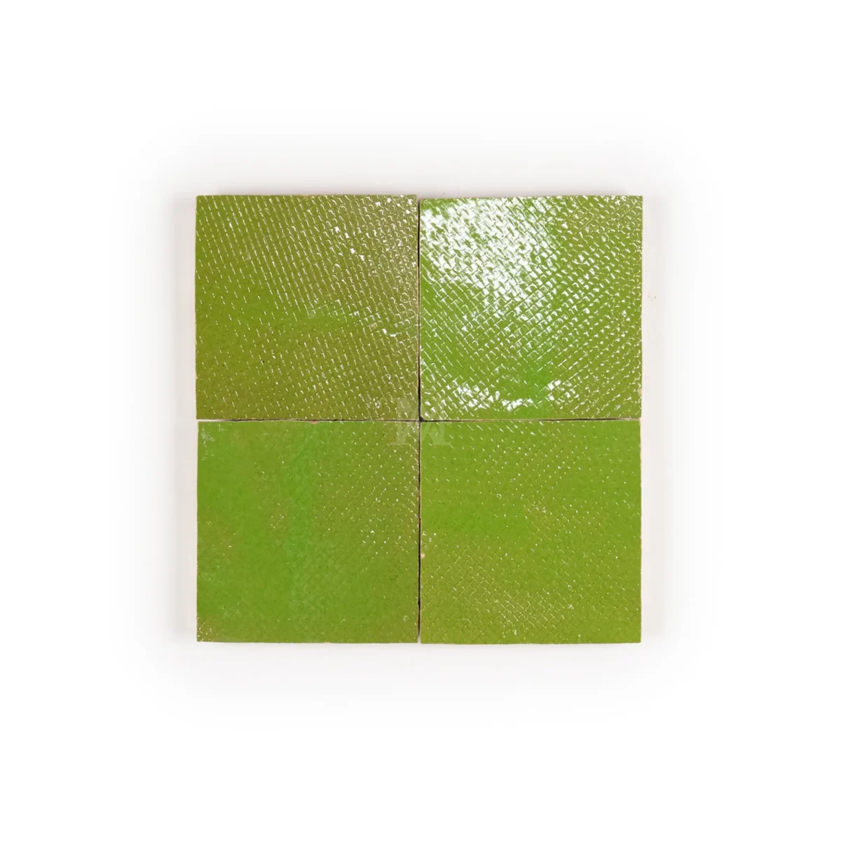 Zellige Tile Square 4x4 – Leaf Green Printed - Image 1