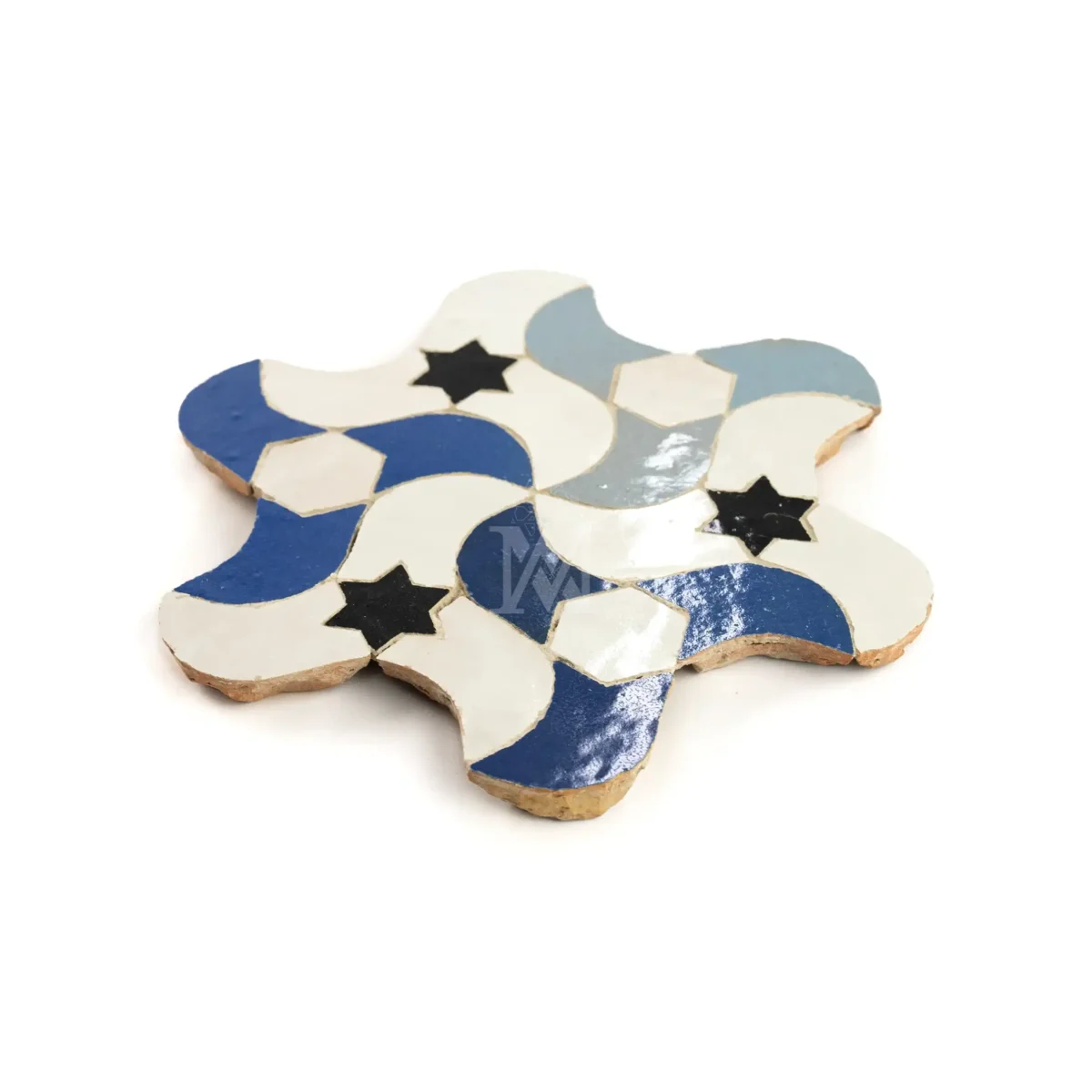 Zellige Tile Tatawi – Blue & White - Image 2