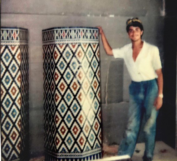 Ali Benlemlih overseeing the installation of Moroccan zellige tiles at EPCOT in 1984